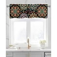 thumbnail image 2 of Black Boho Kitchen Valances for Windows Farmhouse Linen Window Valance Curtain for Living Room Window Treatment Ethnic Country Colorful Abstract Floral Motifs Valance Rod Pocket Topper, 60 x 18 Inch, 2 of 6