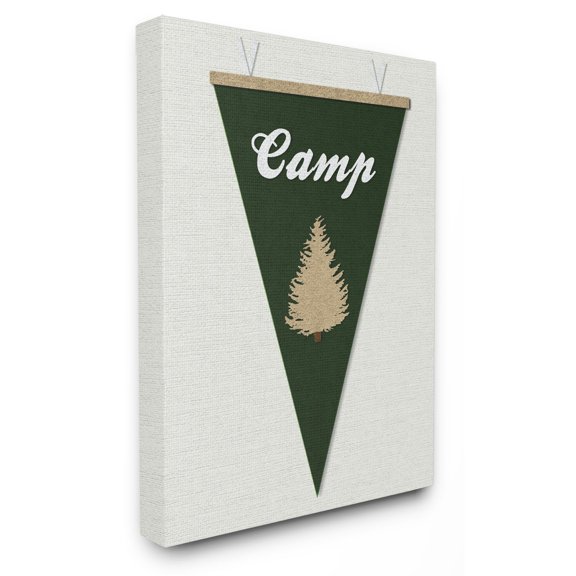 The Stupell Home Decor Collection The Kids Room by Stupell Camp Pennant Fabric Collage Green Wall Art
