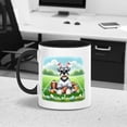 thumbnail image 2 of Happy Easter Hello Spring Schnauzer Playing Football 11oz Accent Two-tone Mug Miniature Schnauzer Dog Lover Coffee Tea Cup - 13003, 2 of 5