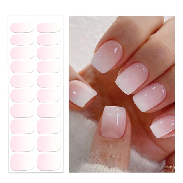 Tiras de uñas de gel Oauee rosa ombré, requieren luz UV
