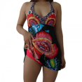thumbnail image 3 of Traje de baño dividido para mujer, ajustado, sin espalda, cuello en V, ligero, transpirable, poliéster elástico, ropa roja S, 3 of 5