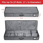 HOLDN STORAGE Wrapping Paper Storage Container, Fits 27 Rolls Gift Wrap, Extra Pockets for Ribbons & Bows, Underbed Storage - Gray