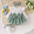thumbnail image 2 of Gerichy Newborn Baby Girl Clothes Smocked Bubble Romper Dress + Socks + Headband Cute Fall Winter Baby Girls Clothing 0-12 Months, 2 of 4
