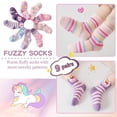 thumbnail image 2 of 9 Pairs Kids Girls Toddlers Fuzzy Slipper Socks with Grips Non Slip Warm Fluffy Winter Thick Fun Cozy Hospital Socks, 2 of 6