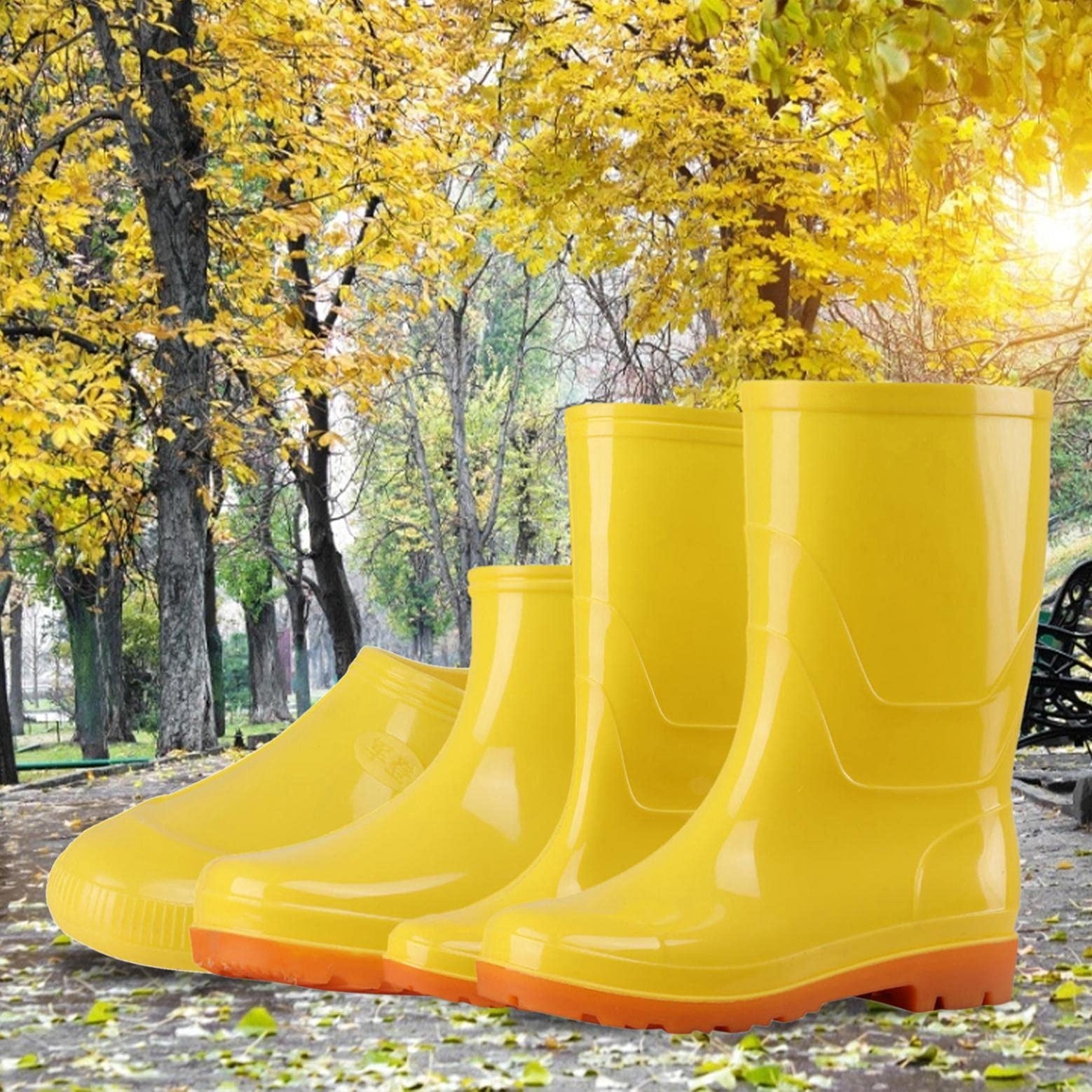 Women Waterproof Rain Boots Mid Calf Rain Boots Waterproof Garden Shoes Outdoor Work Boot for Hunting Gardening Farming