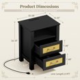 thumbnail image 7 of Vineego 1 Piece Rattan Nightstand with Power Outlet, End Table Beside Table with 2 Drawers & 1 Open Shelf for Bedroom Living Room, Black, 7 of 7