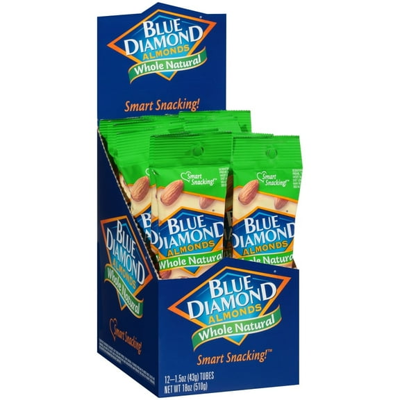 Blue Diamond Almonds Whole Natural -- 1.5 oz Each / Pack of 12