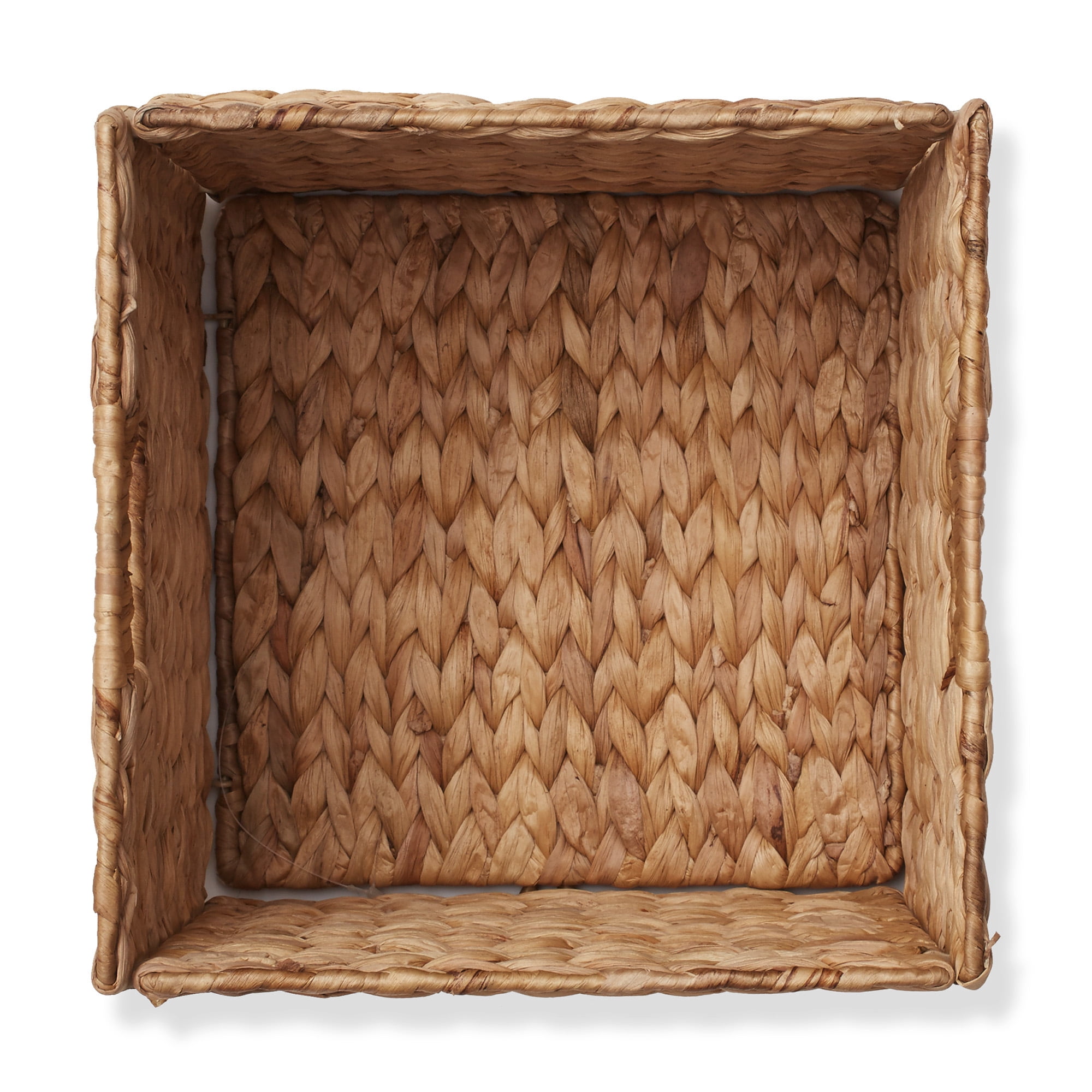 Casafield 10.5" x 10.5" Water Hyacinth Storage Baskets, Cinnamon, Set of 4 Collapsible Cubes, Handwoven Organizer BIns for Bathroom, Bedroom, Laundry