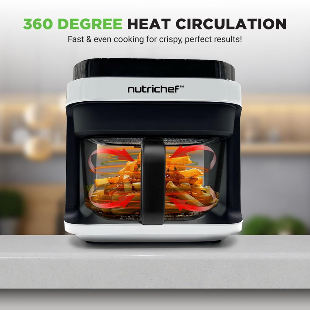 5.5 Liter Air Fryer - 5.8QT Customized Digital Display Electric Oil Free Cooker with Transparent Window (White)