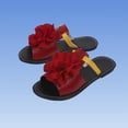 thumbnail image 3 of HomeDM Womens Flat Sandals Dressy Floral Open Toe Slip-On Summer Beach Slide Sandals, Red Size 5.5, 3 of 5