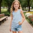 thumbnail image 2 of Girls Tank Tops Kids Athletic Tank Top High Neck Crop Tops for Girl Yoga,Light Blue, 2 of 6