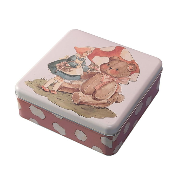 Cute Cartoon Cookie Box Tin Candy Box with Lids for Food Cookies Snacks  Storage 