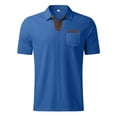 thumbnail image 4 of Fnnxeal Mens Polo Shirts Short Sleeve Waffle Solid Casual Summer Collared Polo Blue Shirts for Men Size L, 4 of 5