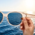 thumbnail image 6 of Big Round Sunglasses Men Women Oversized Blue Tinted Lens Frame UV Protection Transparent Champagne Shades for Travel Driving Outdoor, 6 of 6