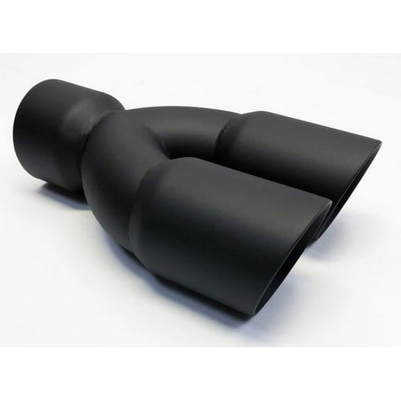 Exhaust Tip 3.00" Inlet Dual 3.00 X 9.50 Long Round Double Wall Matte Black Stainless Wesdon Exhaust Tip
