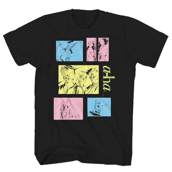 A-HA Men's Tour Take On Me T-Shirt Black Large | Officially Licensed Merchandise