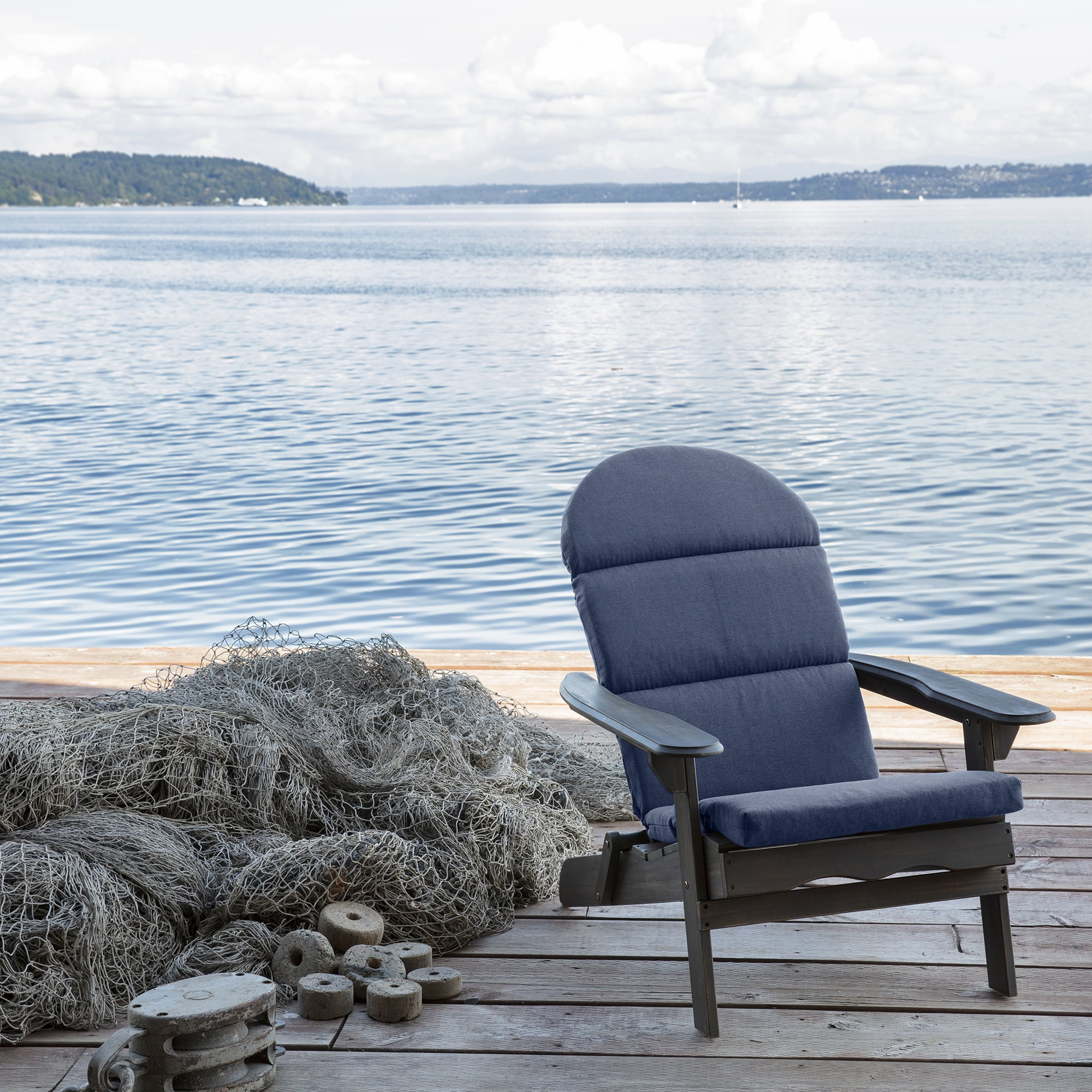 ARDEN Oceantex Outdoor Rocking Chair or Adirondack Cushion, 21.5 x 19, Water Repellent, Fade Resistant 19 x 21.5, Ocean Blue