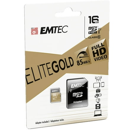 Image of EMTEC MicroSDHC Class 10 Gold Plus with Adapter