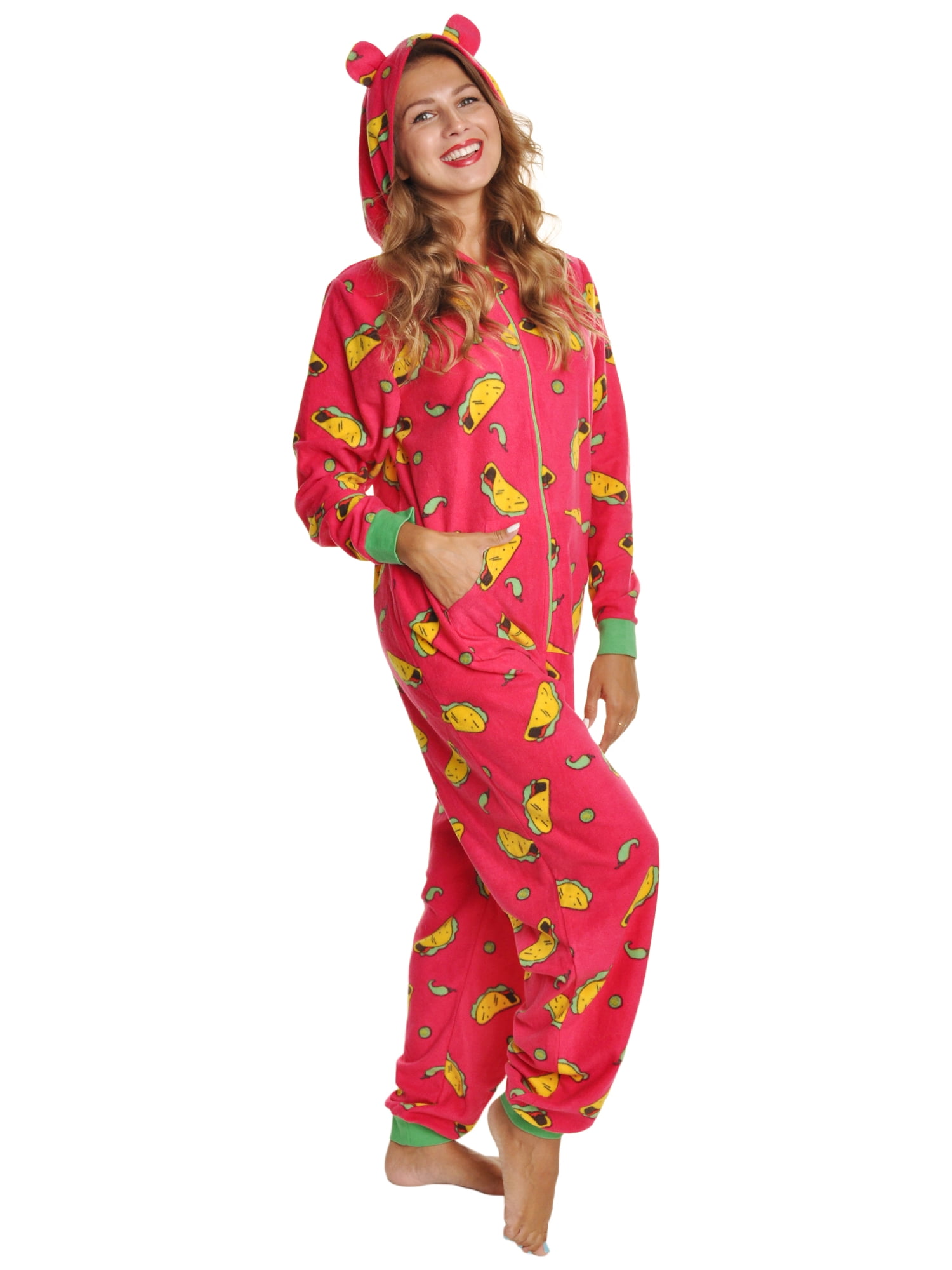 Angelina Adults' Fleece Novelty OnePiece Hooded Pajamas (1Pack