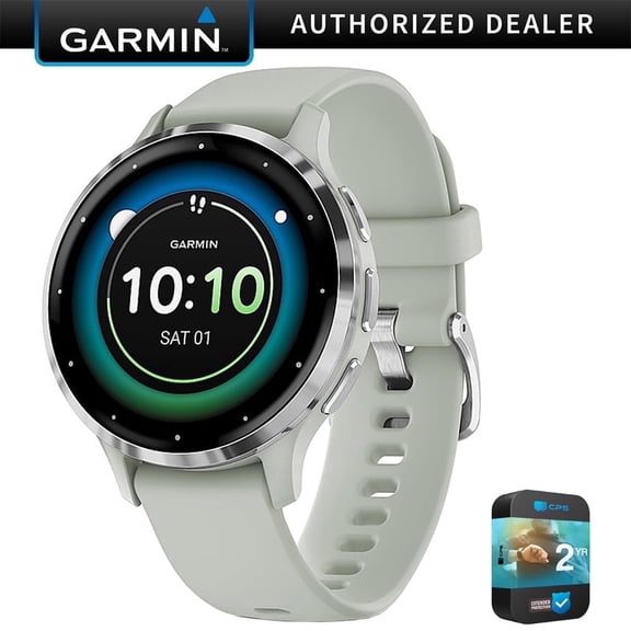 Garmin 010-02785-01 Venu 3S Health Fitness GPS Smartwatch Steel Bezel with Sage Gray Case 41mm Bundle with 2 YR CPS Enhanced Protection Pack| Official Garmin USA Dealer