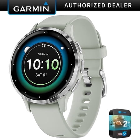 Garmin 010-02785-01 Venu 3S Health Fitness GPS Smartwatch Steel Bezel with Sage Gray Case 41mm Bundle with 2 YR CPS Enhanced Protection Pack| Official Garmin USA Dealer