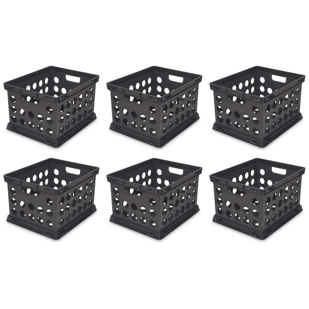 6) Sterilite 16939006 Plastic Heavy Duty File Crate Stacking Storage