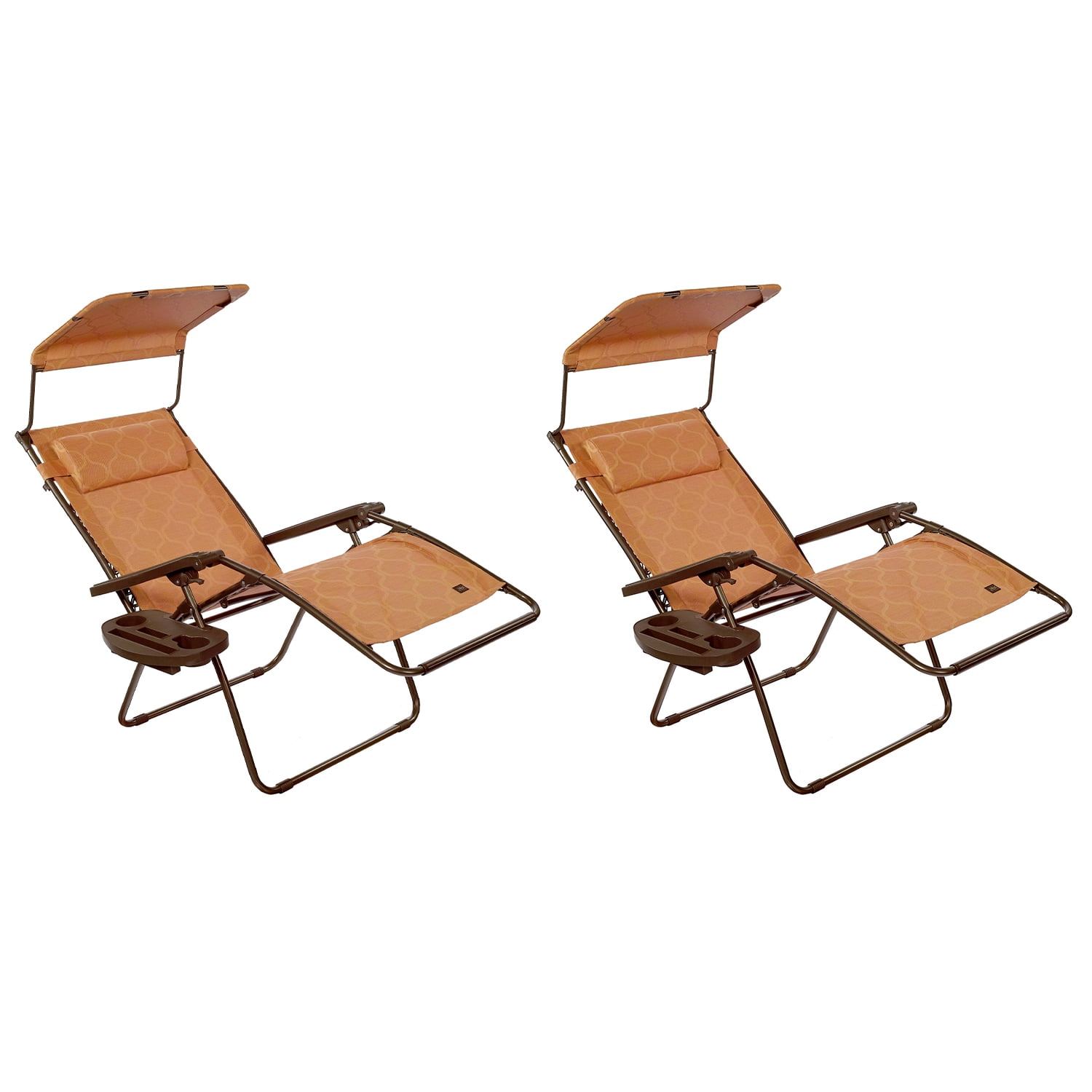 Bliss Hammocks 30 Inch Zero Gravity Chair w Canopy & Tray, Terracotta (2 Pack) - Walmart.com 