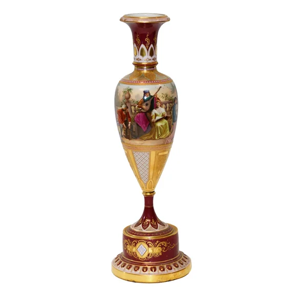 Pre-Owned Unbranded Vintage Austrian Painted Vase, Circa 1890-1900