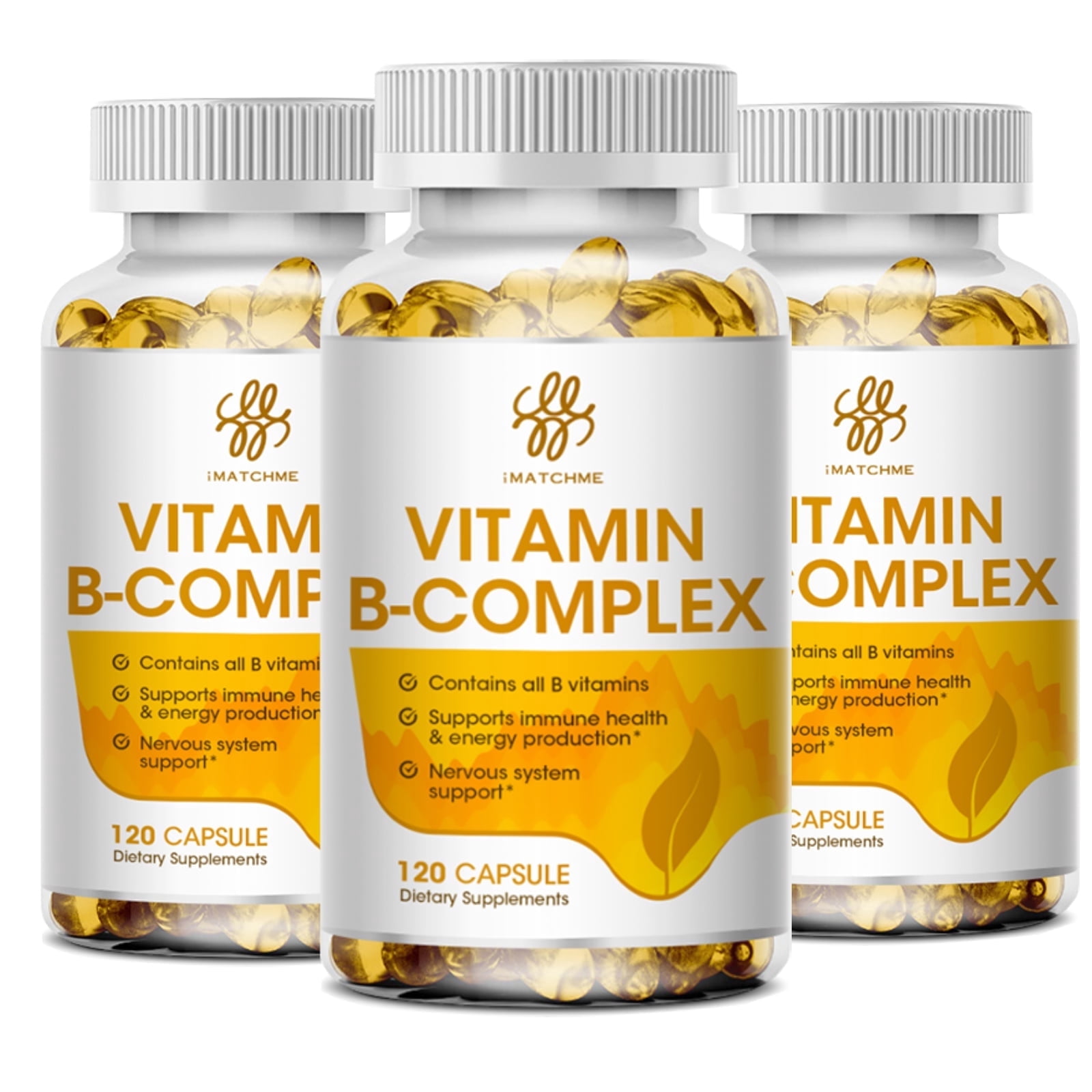 Vitamin B Complex Capsules, with Vitamin B1, B2, B3, B6,B12 Dietary Supplement, 360 Count (3 PACK)