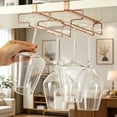 thumbnail image 4 of Wine Glass Holder, No Drilling Under Cabinet Stemware Rack Hanger, Rustproof Metal Hanging Goblet Storage Organizer, Space-Saving Glass Drying Holder for Bar Cabinet, Fits Glasses, Rose Gold, 4 of 4