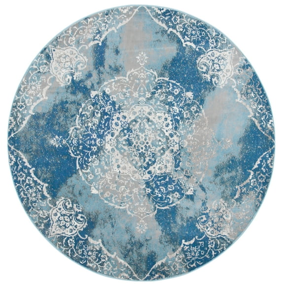 SAFAVIEH Aria Rosaline Oriental Area Rug, Light Blue/Ivory, 6'5" x 6'5" Round