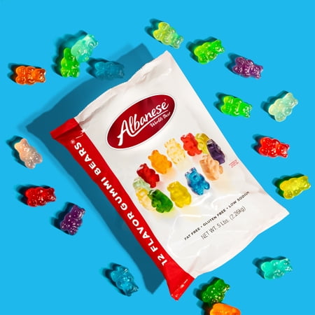 ALBANESE WORLD’S BEST 12 FLAVOR GUMMI BEARS, 5LBS, VALUE SIZE, GLUTEN-FREE