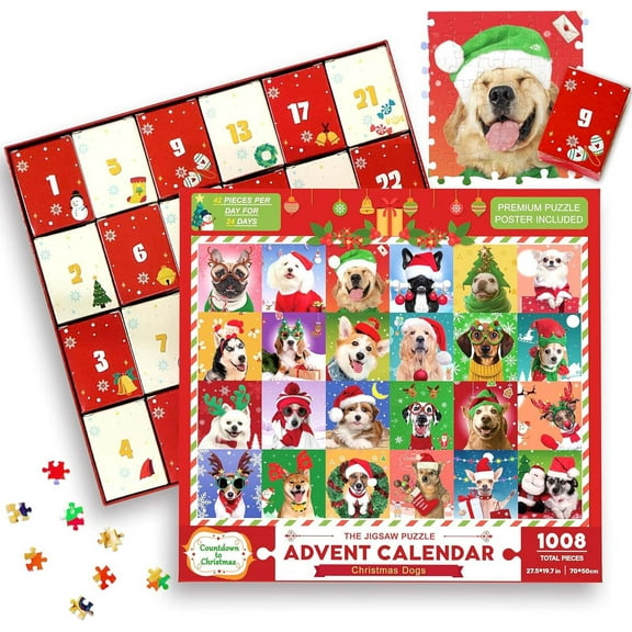 Hwkond Christmas Countdown Calendar 2024 Christmas 2024 Advent Calendar Puzzle Advent Calendar Puzzle 1008 Pcs Christmas Calendar 2024 Male And Female Santa Claus Gift Puzzle