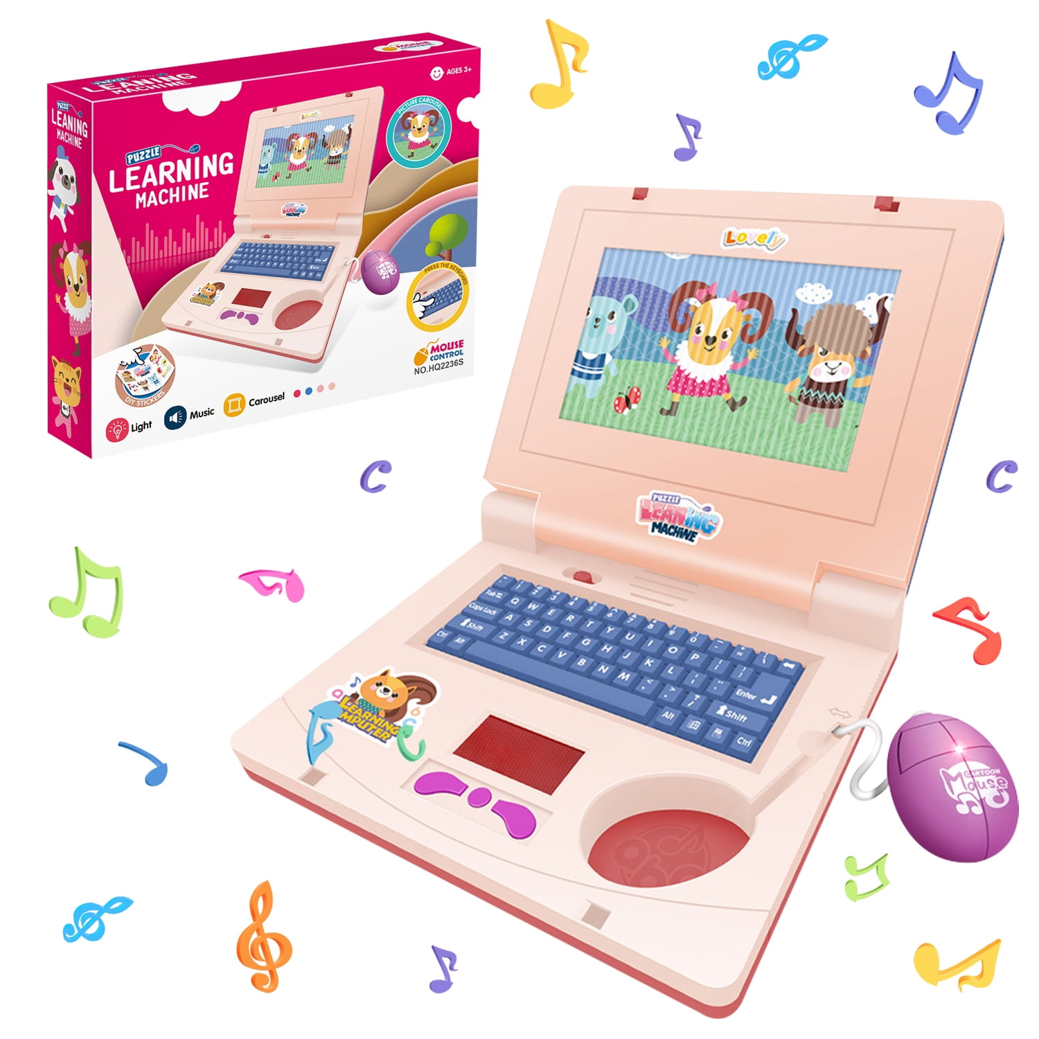 Kids Laptop, Learning Computer Toys for Toddlers 3-5-7 Year Old Girls, Educational Learning Computer Toys for Girls 3 4 5 6 Year Old