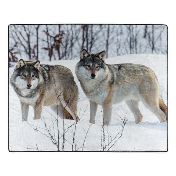 Winter Wolves Raschel Throw Blanket, 50 x 60 inches