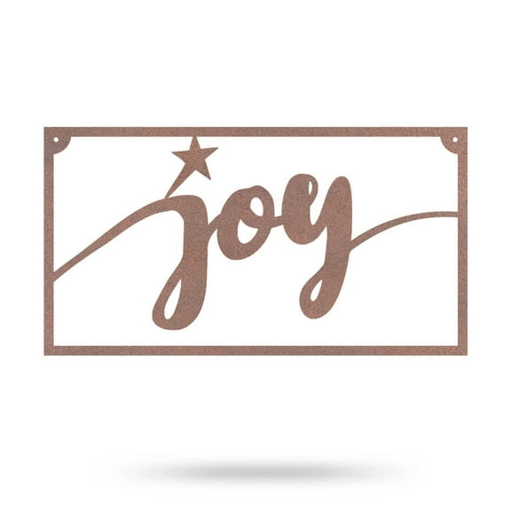 RealSteel Joy Metal Sign - Indoor/Outdoor Holiday Décor, Quality Script Wall Art with Powder-Coated Finish, Ideal for Mantles & Walls, Rust-Resistant, Made in the USA (Rust)