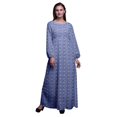 thumbnail image 1 of Bimba Polyester Georgette Leaves & Azalea Floral Printed Womenâ€™s Long Sleeve Elastic Waist MaxiÂ&nbsp;DressÂ&nbsp;Gown-X-Large, 1 of 5