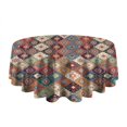 thumbnail image 5 of Orange Ethnic Rhombus Pattern Round Tablecloth 60"x60",Wrinkle Wipeable Table Cloth for Kitchen Dining Room Picnic Patio Party, 5 of 6