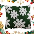 thumbnail image 3 of Funda Almohada Invierno Cojín Navidad (copo Nieve Grande) Verde, 3 of 9