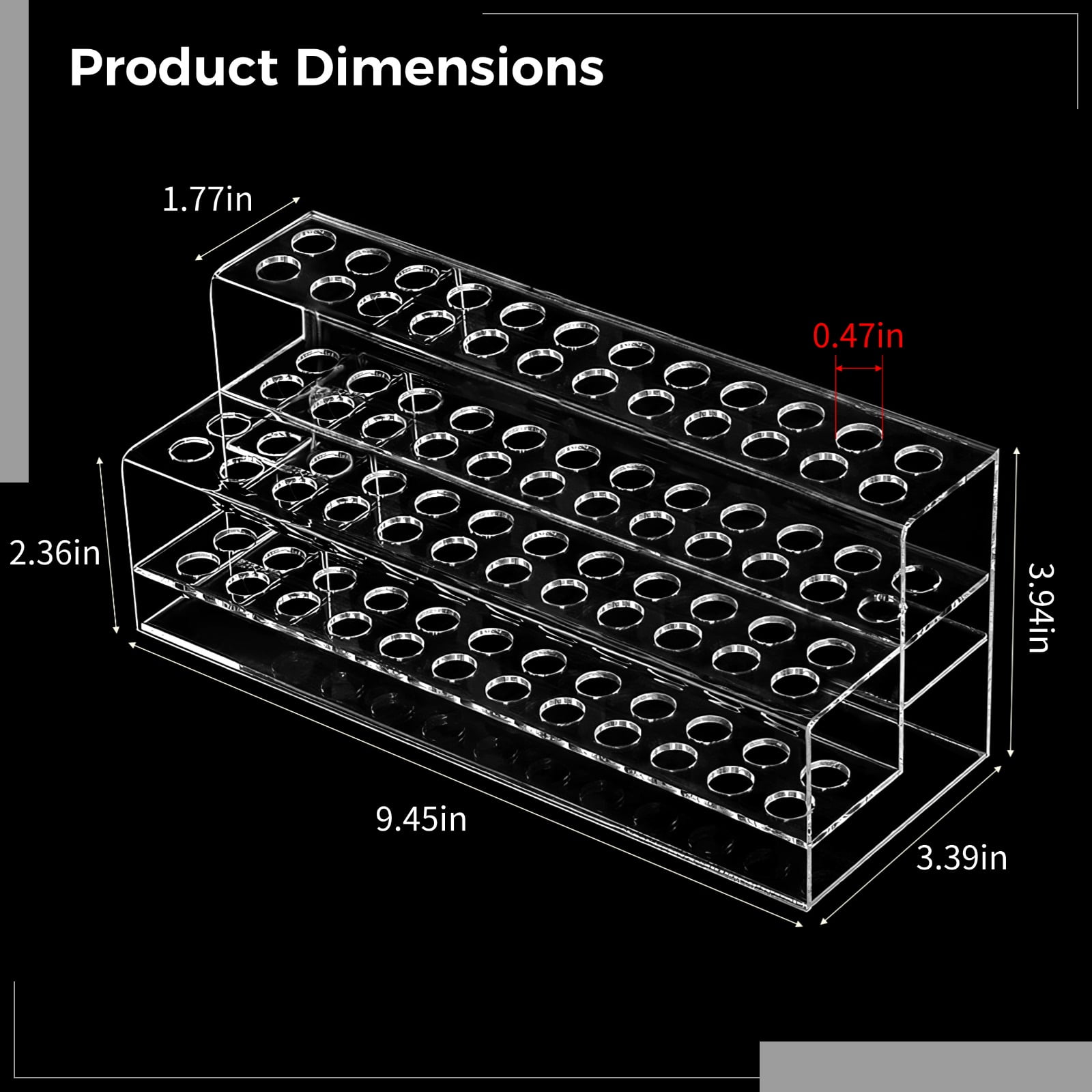 Acrylic Brush Holder Organizer 48 Slots, Clear Makeup Brush Display Stand, 3 Tier Art Supply Storage Rack, Professional Cosmetic Tool Holder for Paint Brushes Markers