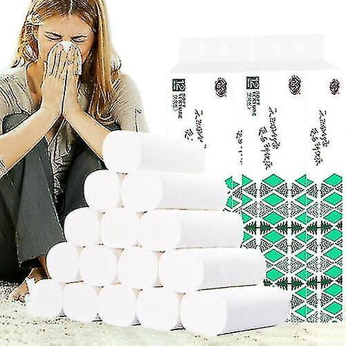 12 rollos, 4 capas, suave, acolchado, kit de sujeción para inodoro