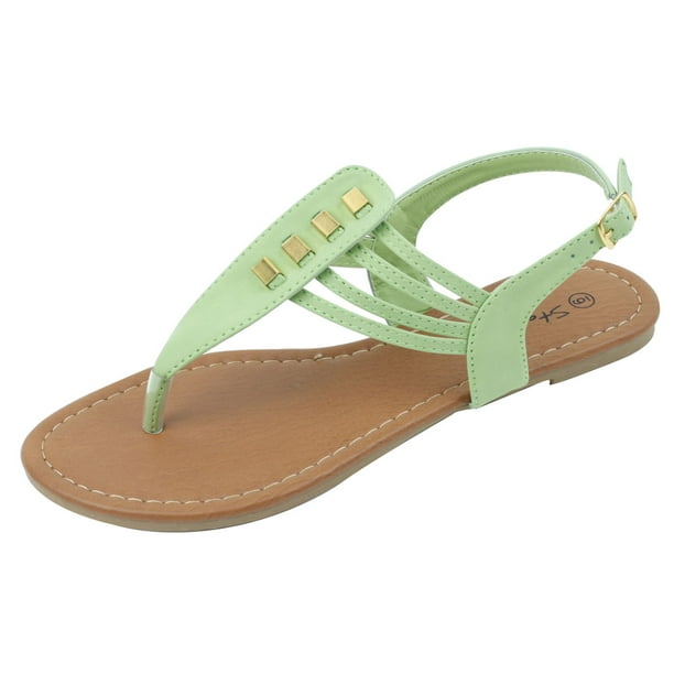 Star Bay - New Starbay Brand Women's Apple Green T-Strap Flat Sandals ...