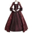 thumbnail image 2 of ZVAVZ Women's Victorian Ball Gown Square Neck Lace Long Sleeve Floor Length DressesVictorian Masquerade Theme Costumes Wine,XXL, 2 of 6