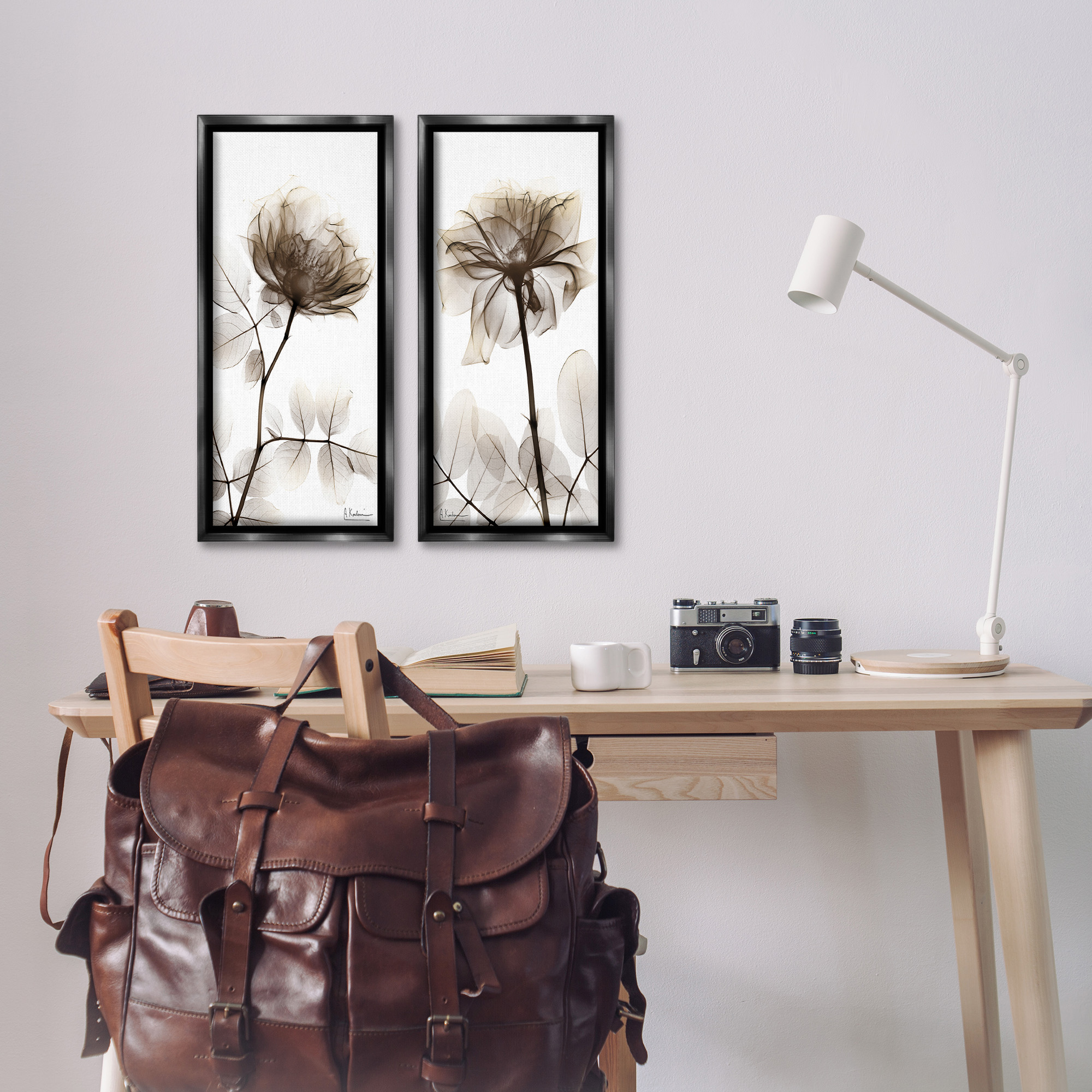 Stupell Industries Natural Modern Blooms Botanical & Floral Photography Black Floater Framed Canvas Art Print Wall Art, 11 x 25, Set of 2