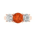 thumbnail image 2 of 3.25ct round cut red Zircon 14k rose gold 3 stone Bridal Wedding Engagement Promise Anniversary Ring for Women size 9.25, 2 of 7