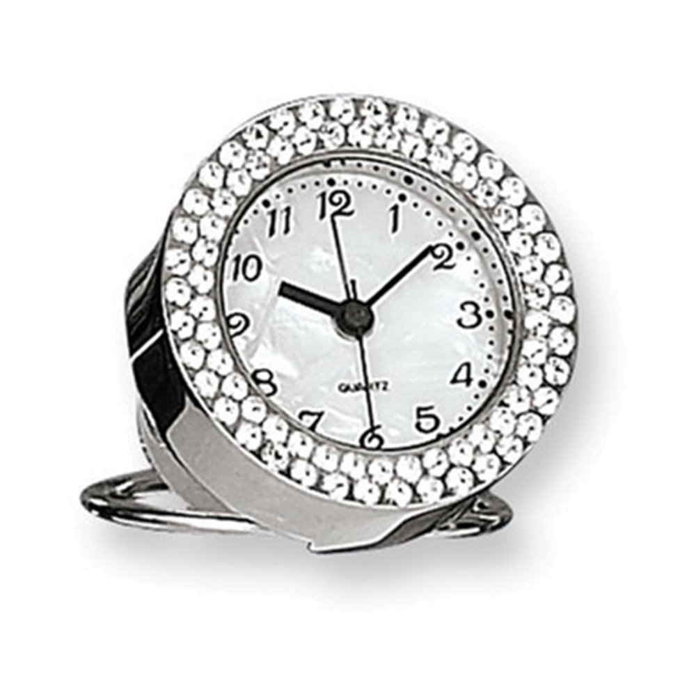 Silvertone Swarovski Crystal Round Alarm Clock
