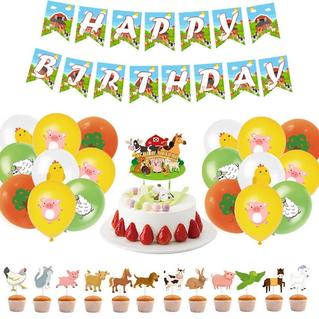 Kit de globos de látex para cumpleaños de animales de granja con 36 globos