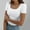 White, variant on Women's Summer Short Sleeve T-Shirt Square Neck Ribbed Slim Fit Casual Tee Comfortable Stretchy Soft Fabric