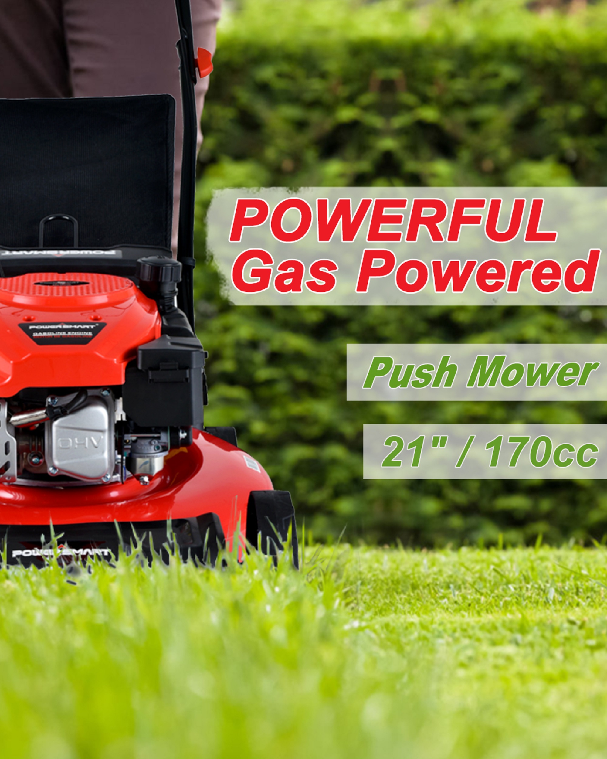 PowerSmart DB2194PR 21" 3-in-1 Gas Push Lawn Mower 170cc with Steel Deck - image 6 of 9