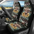 thumbnail image 2 of Kuiaobaty American Tribal Highland Cow Sunflower Car Seat Cover for Women Non-Slip Front Bench Protection, Breathable Auto Accessories Universal Fit Most Vehicles, 2 of 7